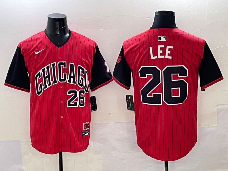 Men Chicago White Sox #26 Lee Red Stripe Joint Name Nike 2025 MLB Jersey style 31->chicago white sox->MLB Jersey